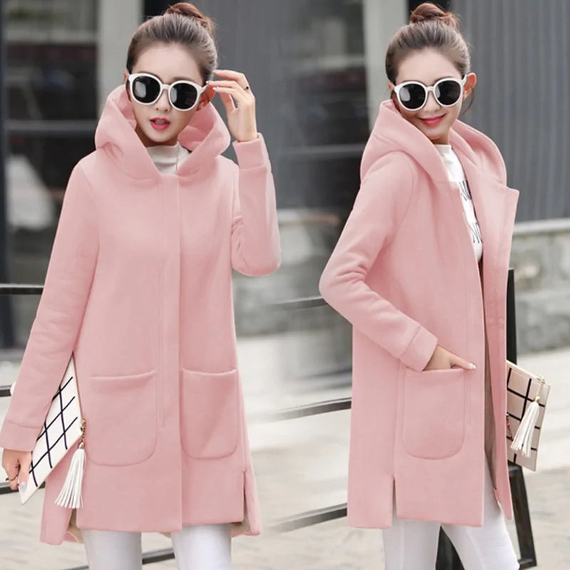 Long Hooded Fleece Coats