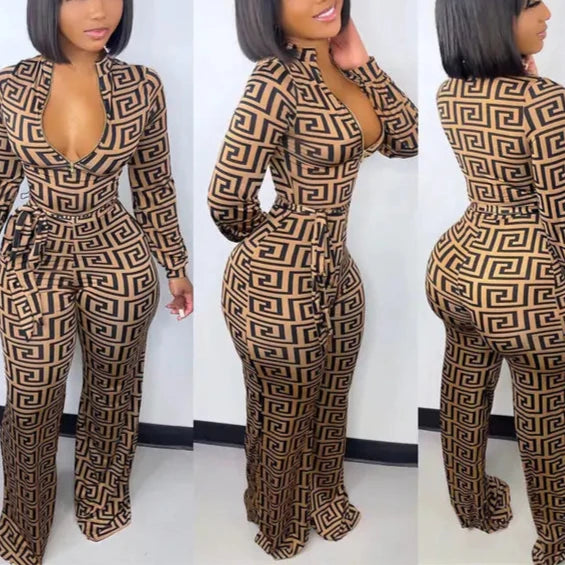 Printed Tight Jumpsuits