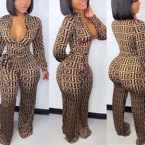 Printed Tight Jumpsuits