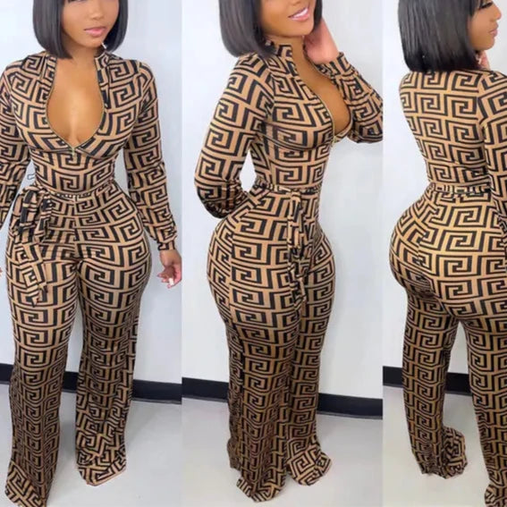 Printed Tight Jumpsuits