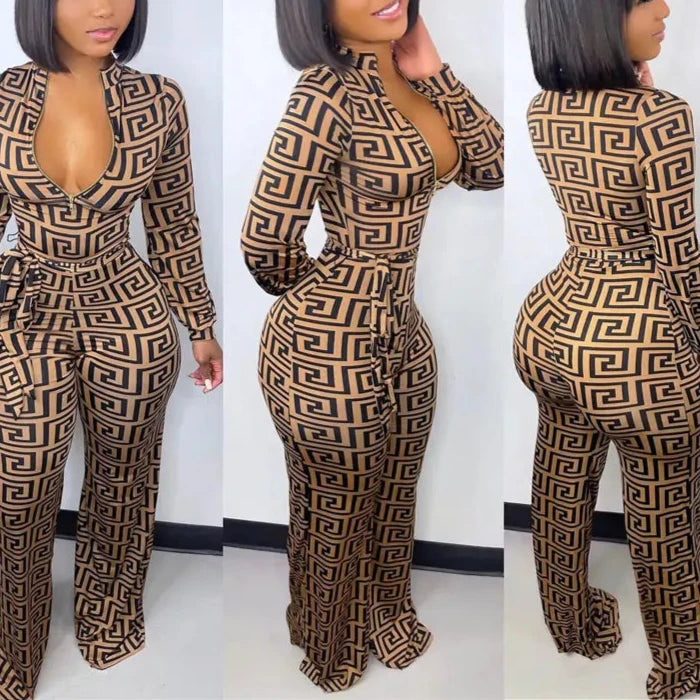 Printed Tight Jumpsuits