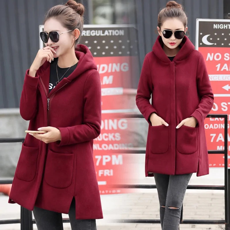 Long Hooded Fleece Coats