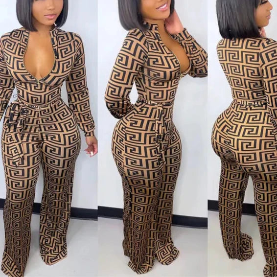 Printed Tight Jumpsuits