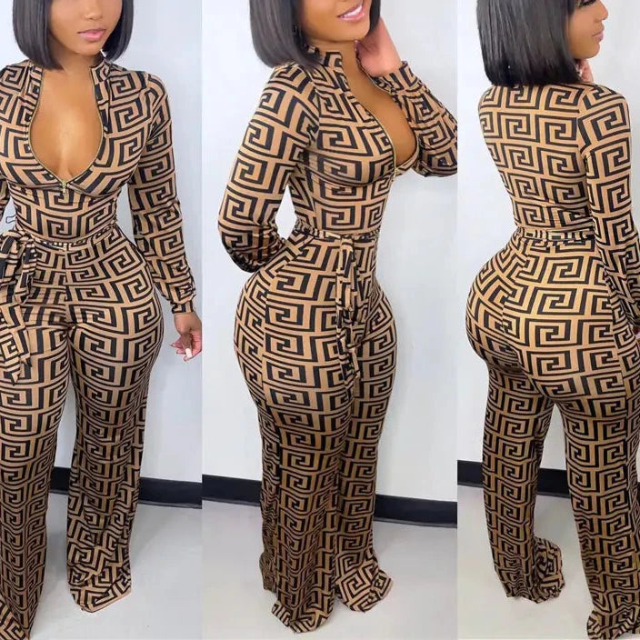 Printed Tight Jumpsuits